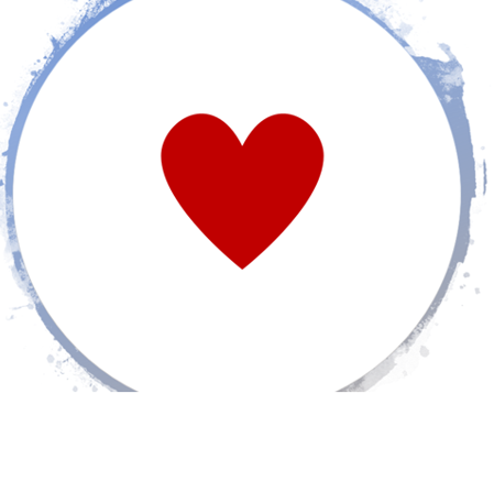 Red heart emoji with a smudgy blue circle around it