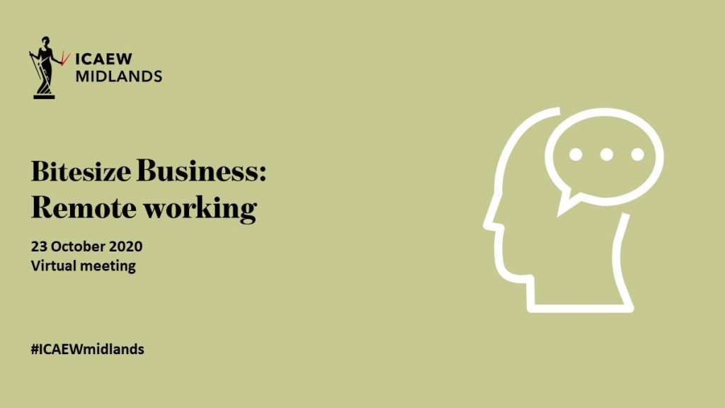 poster for the ICAEW Business Bitesize event on remote working