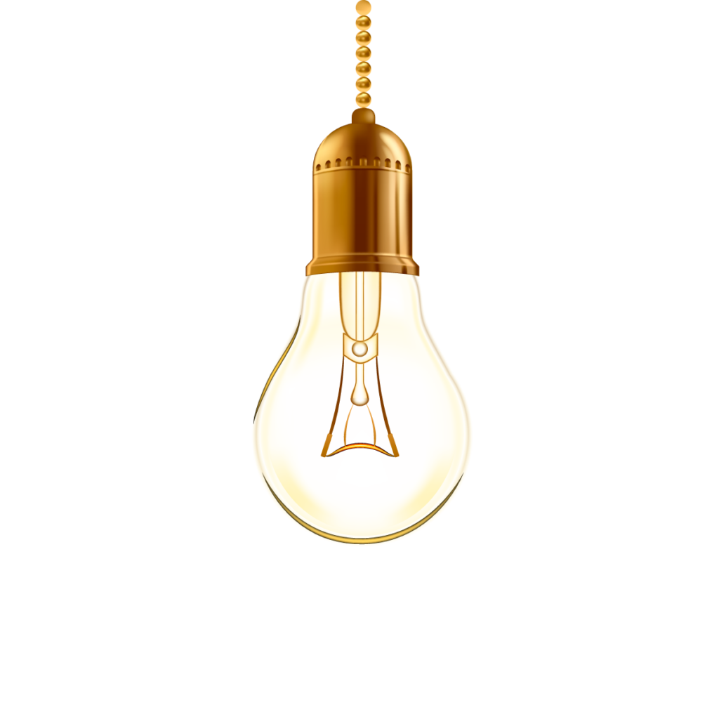 lightbulb hanging from gold coloured wire with gold fittings; therapy for trauma page